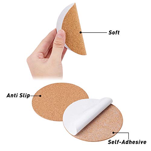 AHANDMAKER 24 Stück Selbstklebende Korkuntersetzer, 4 Arten Von Runden und Quadratischen Holzscheiben und Korkmatten für… – Bild 4