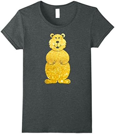 Womens GROUND HOG Gold Glitter T-Shirt For GROUND HOG lover Medium Dark Heather
