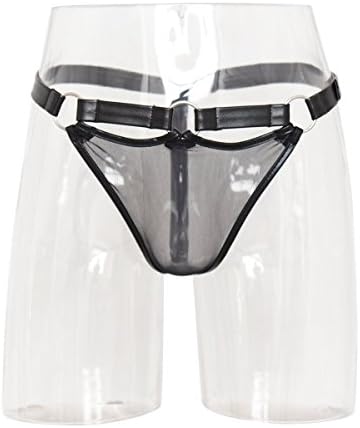 AnE Toys Men's Breathable See Through G-String Thong PU Briefs Underwear Black