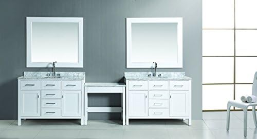 Design Element DEC076C-WX2_MUT-W Two London Single Sink Vanity Set with One Make-Up Table, 48-Inch, White