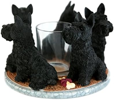 Continental Creations Scottie Circle Votive Candle Holder, Black Scottish Terriers