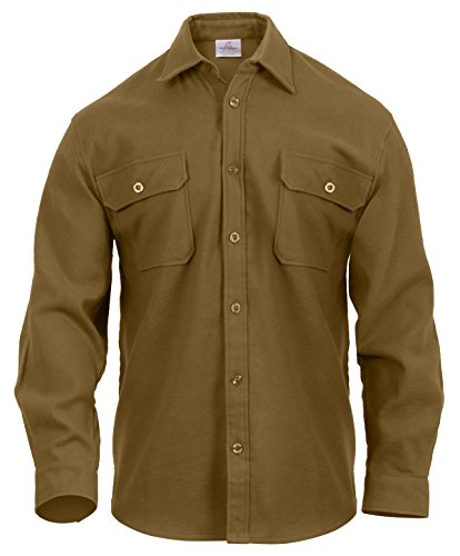 Rothco Heavy Weight Solid Flannel Shirt, Coyote Brown, Large