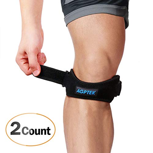 (Set of 2) AGPtEK Adjustable Knee Braces Support Patella Knee Strap with Silicone Pad for Running,Basketball, Outdoor Sport