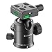 ODWARF Q02U Professional Camera Tripod Ball Head With 1/4 Inch Arca Swiss Quick Fast Plate includes Bubble Level, Max Loading 33lbs Ballhead for Tripod,Monopod,Slider,DSLR Camera,Camcorder