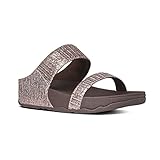 FitFlop Women's Lulu Superglitz Slide Sandal, Bronze, 7 M US