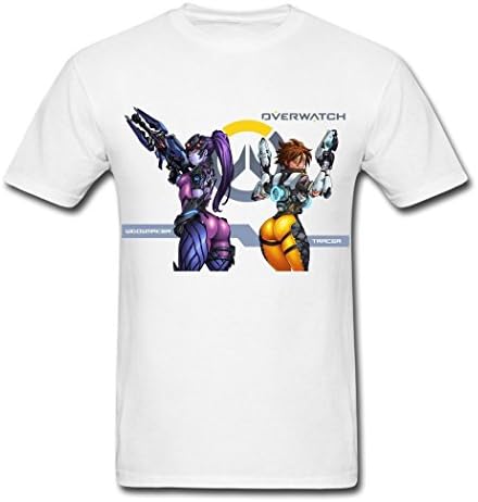 AneSwing Overwatch Sexy Widowmaker Tracer Hip Edgy White Men T Shirt Large