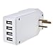 ABLEGRID 25W Multi USB 4 Port Wall Charger Rapid Station Charging For Apple Android (White)