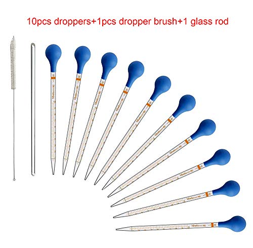 10pcs 10ml Glass Graduated Droppers Lab Pipettes Dropper Liquid Pipette with 10 Rubber Caps - Thumbnail 3