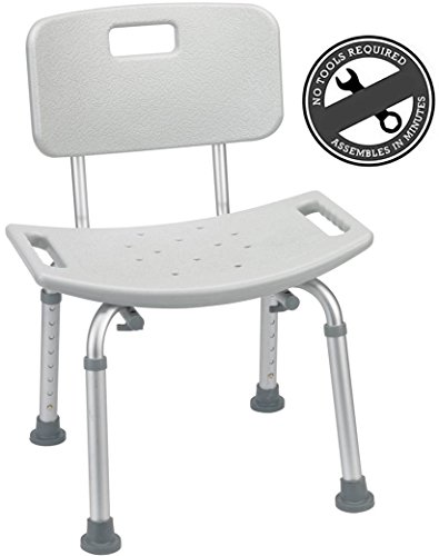 Medical Tool-Free Assembly Spa Bathtub Adjustable Shower Chair Seat Bench with Removable Back