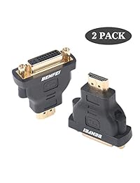 Benfei - Adaptador HDMI a DVI-D DVI, DVI-D DVI a HDMI, convertidor bidireccional macho a hembra con cable chapado en oro, 2 unidades