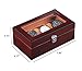 JINDILONG Watch Box for Men 3 Slots Wood Organizer Storage Case Mens Jewelry Watches Collection Display Holder Boasts Glass Top & Flannel Pillow
