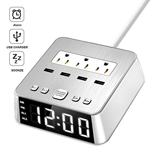 Dual Alarm Clock with USB Charger,Alarm Clock Charging Station Dock