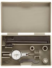 Mitutoyo 513   528t bolsillo tipo dial Prueba Indicador, Conjunto completo, Horizontal Tipo, 0.375" Tallo Dia., esfera blanca, 0   20   0 Lectura, 1.3" Dial Dia., 0   rango de 0.04", 0.001" graduación, precisión de +  0.001 "