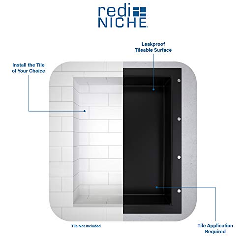 Redi Niche Triple Niche Recessed Shower Shelf Black, Three Inner