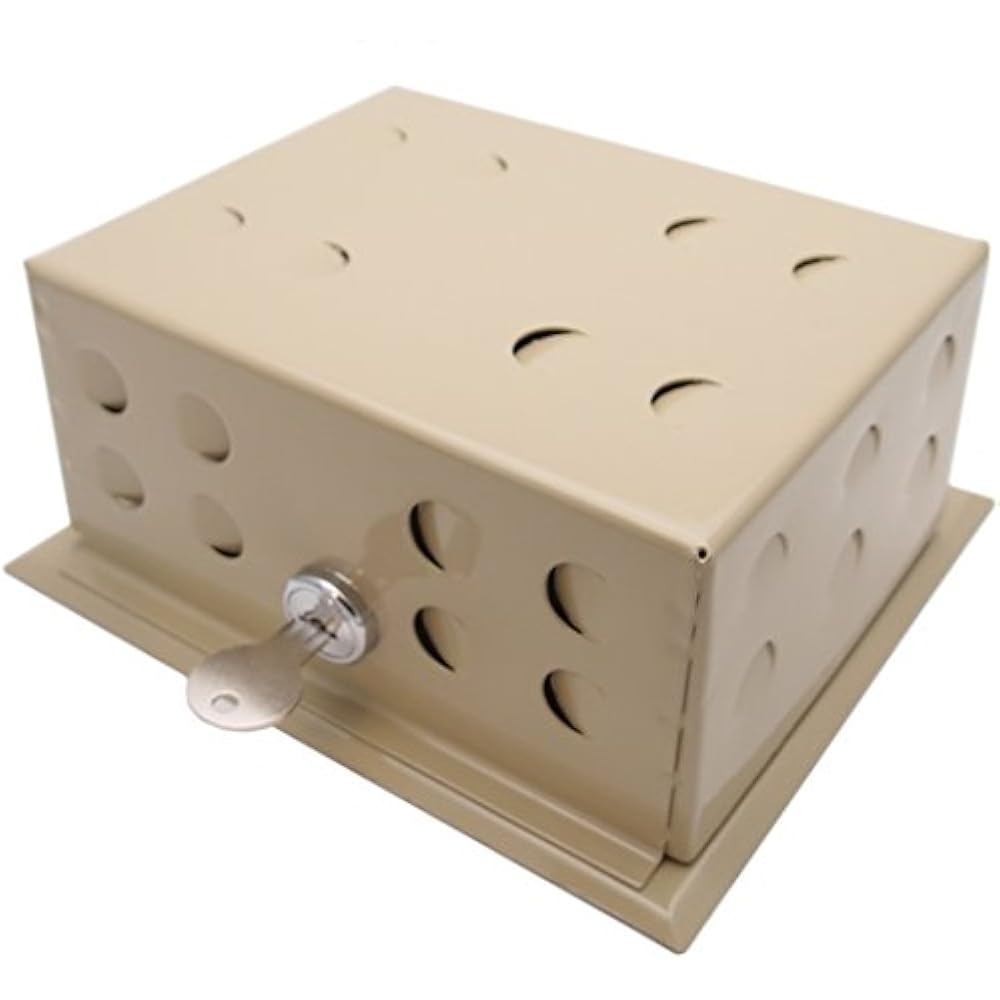 Beige Metal Thermostat Guard 6.25" X 4.75" Medium With Lock & Key eBay