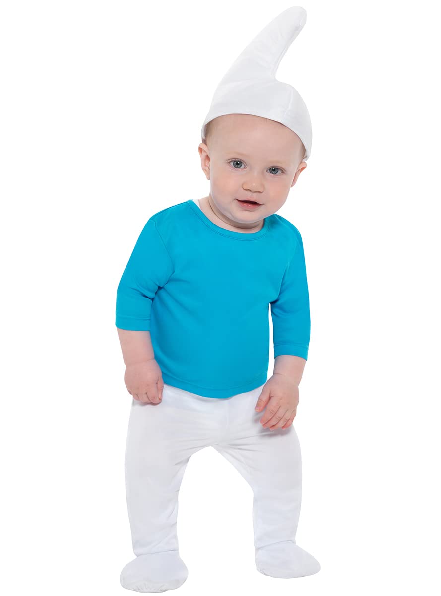 Funidelia | Smurf Costume OFFICIAL for baby The Smurfs, Cartoons, Dwarf - Costumes for kids, accessory fancy dress & props for Halloween, carnival & parties - Size 6-12 months - Blue