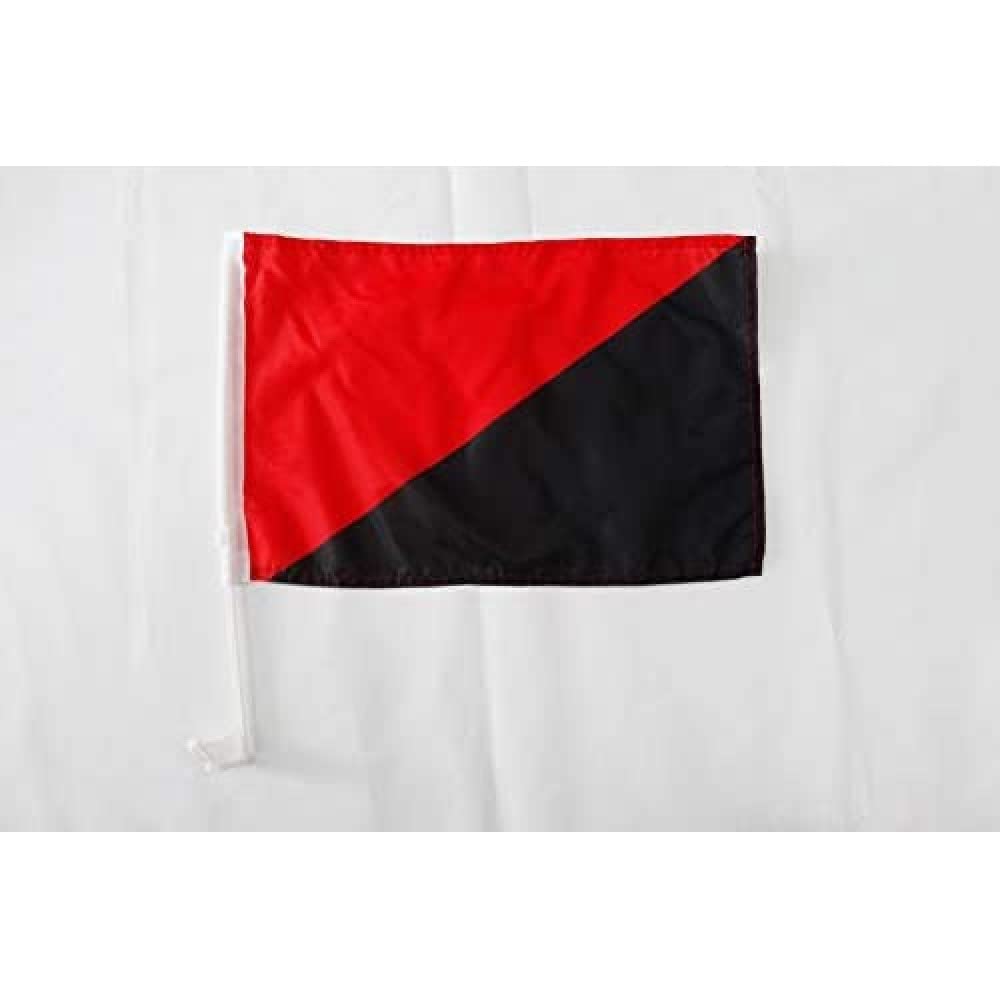 AZ FLAG Anarcho Syndicalism Movement Car Flag 18'' x 12'' - anarcho-syndicalist Car flags 30 x 45cm - Banner 18x12 INCHES PLASTIC STICK