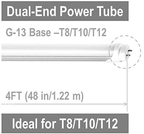 T8 LED Replacement, HouLight 25-Pack, 18W 4-foot T8 LED Light Tube, 6000K, Daylight, Super Bright White, Double End Power, Frosted Cover - Thumbnail 2