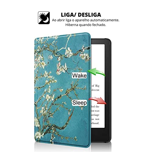 Capa Para Kindle 11ª Geração 2024 e 2022 (C2V2L3 e RS23CV) - Rígida - Sistema de Hibernação - Fechamento Magnético (Apricot Flower)