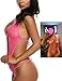 Avidlove Women One Piece Lingerie Sexy Lace Bodysuit Deep V Teddy Babydoll Nightgown Rose Red Medium