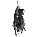Halloween Haunters Animated Hanging Talking Moving Skeleton Head Death Reaper in Tire Swing Prop Decoration - 16