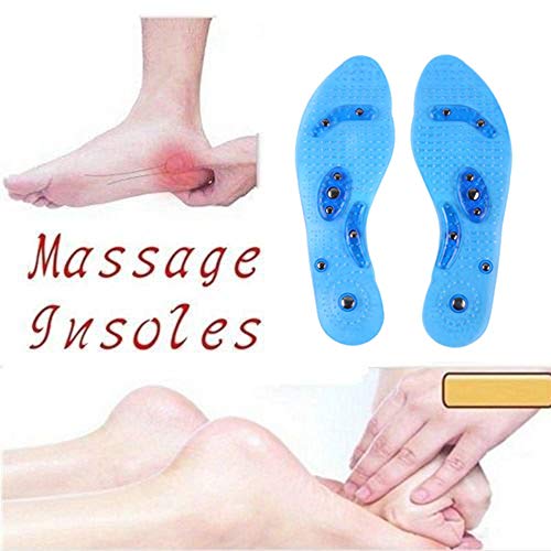 Massaging Insoles for Women Foot Pain Relief - Shoe Insoles Washable and Cutable for Men - Acupressure Magnetic Massage Foot Therapy Reflexology (Blue)