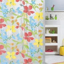 Spirella 1210617 Plastic Curtain with Colourful GUAPA Design 180 x 200 cm, White, Standard