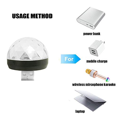 Mini Disco USB Ball Party Light RGB LED Colorful Decorations DJ Magic Portable Car Interior with Sound Control for Kids Pub Show Club Christmas Birthday Wedding Karaoke