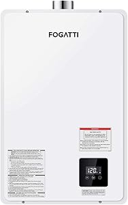 FOGATTI Propane Tankless Water Heater Indoor for Home Gas 20L 3.7 GPM 67℉Rise (5.5 GPM 45℉ Rise), High Efficiency Instant Hot On Demand Multiple Points of Use