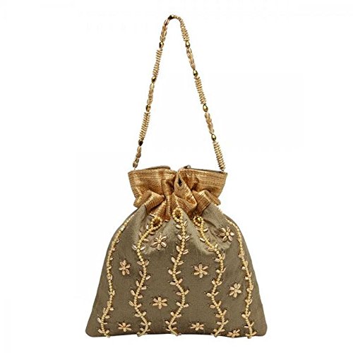 vdesi maroon color gold creeper potli for women