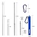 [Updated] Portable Collapsible Reusable Straws - Telescopic Stainless Steel Metal Travel Straw Drinking with Case, Cleaning Brush and Keychain, by Huameilong, Blue