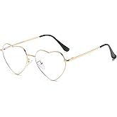 JOVAKIT Heart Shaped Blue Light Blocking Glasses for Women Fashion Vintage Lovely Style Metal Frame Eyeglasses