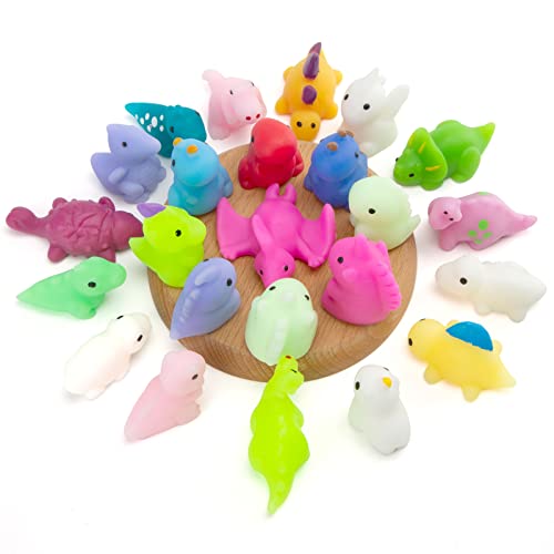 LOVESTOWN Mochi Squishy Toys, 28PCS Mini Kawaii Dinosaur Squishies Stress Relief Fidget for Kids Party Favors Goodie Bag Fillers Classroom Prizes Pinata Stuffers