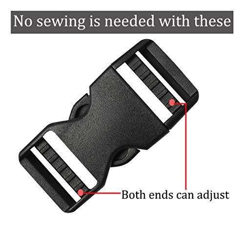 Plastic Buckle 1 Inch Dual Adjustable Quick Side Release Replacement Clips with Slides for Dog