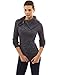 PattyBoutik Women Asymmetric Neck Raglan Marled Sweater (Heather Navy Blue Medium)