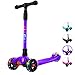 Allek Kick Scooter B02, Lean 'N Glide Scooter with Extra Wide PU Light-Up Wheels and 4 Adjustable Heights for Children from 3-12yrs (Purple)