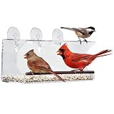 Tranquil Outdoors Large Acrylic Window Bird Feeder: Strong Removable Suction Cup Mounted Outdoor Bird House Feeder, Clear Birdfeeders for Large & Small Birds. Best See Thru Feeder for Bird Watching