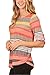 Evera Boutique Women's Striped 3/4 Sleeve Top Blouse (XX-Large, Coral)