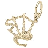 Bagpipes Charm In 14k Yellow Gold, Charms for