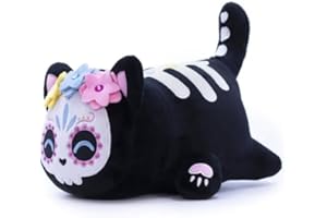 DUUGER Halloween Black Skull Memeow Stuffed Animal Cat Plush Pillow for Kids Birthday - Cats Plush Figures Toys with Collection ＆ Decoration
