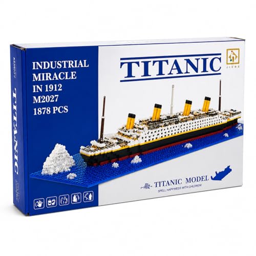 Kit Blocos de Construção Titanic 56cm | Com Base Oceano