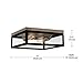 GLOBE Electric 65919 Verona 2-Light Flush Mount, Dark Bronze, Antique Brass Accents, 5 Clear Glass Panes, Bulb Not Included