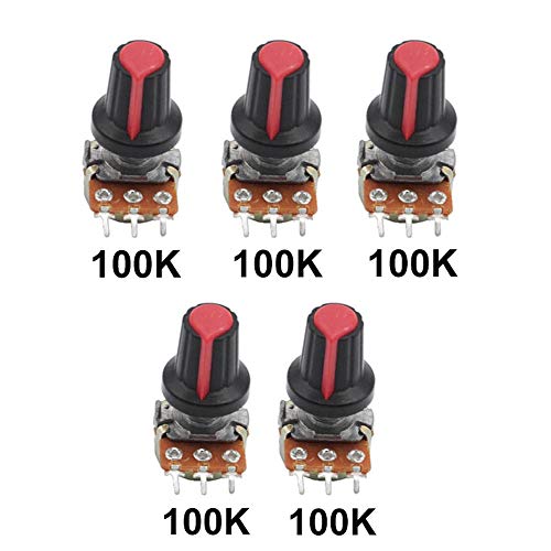 Poilee 5 Piece 100K Ohm Potentiometer Knob 3 Terminals Linear Taper Rotary Audio B Type Potentiometer Pot - Thumbnail 3