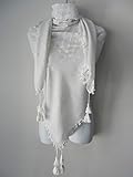 Solid White On White Arab Unisex Shemagh Head Scarf Neck Wrap Authentic Cottton