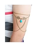 Geerier Bohemian Turquoise Bead Armlet Tassels Chain Bracelet