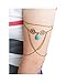 Geerier Bohemian Women Turquoise Bead Upper Arm Armlet Tassels Chain Bracelet Silver Leaf