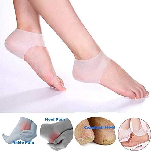 Adu Silicone Gel Heel Pad Socks For Heel Swelling Pain Relief,Dry Hard Cracked Heels Repair Foot Care Ankle Support Cushion - For Men And Women - Free Size -1 Pair (White) (white)