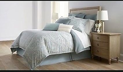New Liz Claiborne Amhurst Paisley Aqua Blue Taupe Gray King 4 Pc