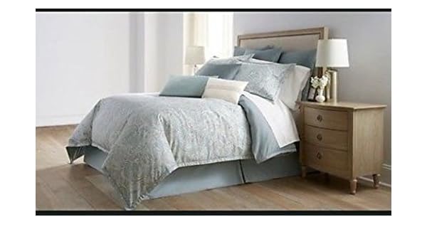 New Liz Claiborne Amhurst Paisley Aqua Blue Taupe Gray King 4 Pc