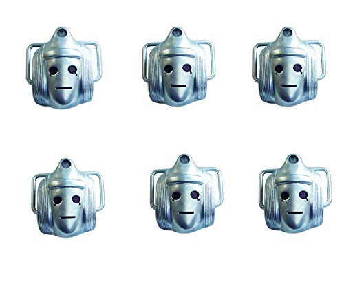 Star Cutouts Ltd SMP387 Halloween Classic Cyberman Masks 6 Pack Includes Tabs and Elastics, Multicolour, Regular
